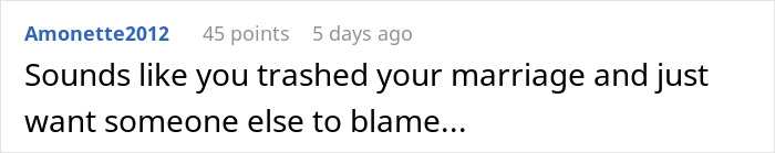 Comment on Reddit post discussing a guy who finds out his ex-wife cheated with his best man and fears for his girlfriend&rsquo;s safety.