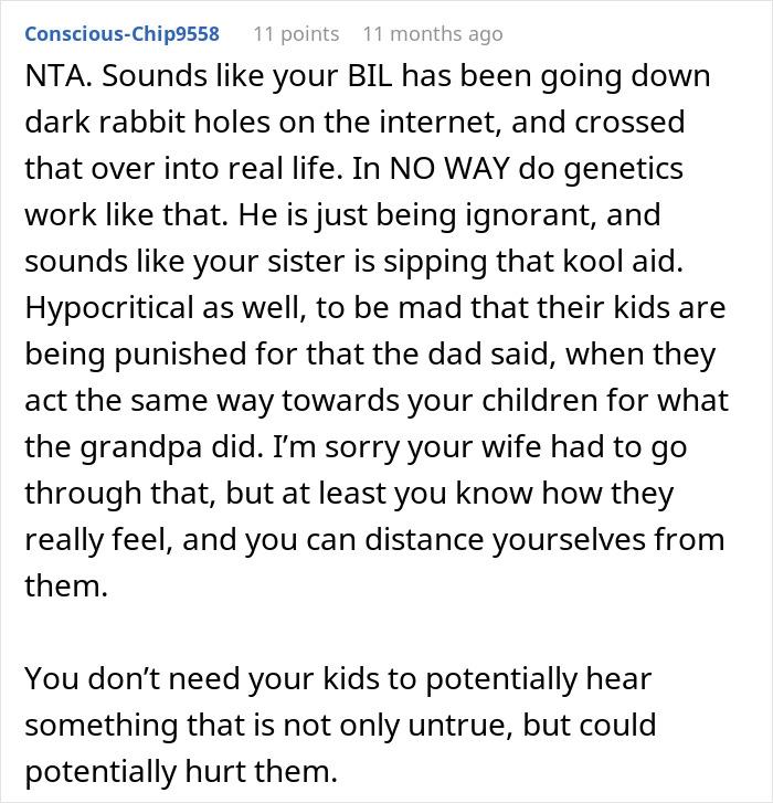 Reddit comment discussing family conflict after man&rsquo;s theory made brother-in-law&rsquo;s wife cry at Thanksgiving.