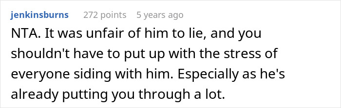 Screenshot of an online comment discussing a husband leaving because he can't deal with deaf baby, blaming the wife.