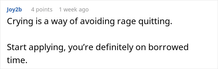 Screenshot of a post discussing a worker who goes above and beyond but is told she&rsquo;s not doing enough.