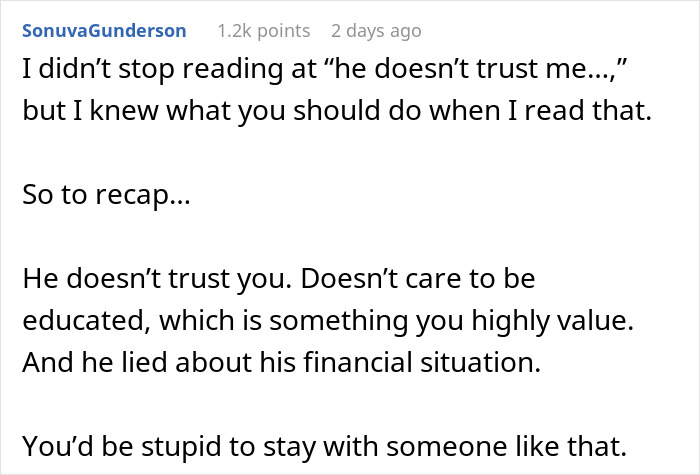 Text excerpt discussing a man&rsquo;s true colors showing during vacation as girlfriend realizes he&rsquo;s not the one anymore.