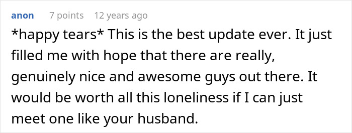 Comment expressing hope and appreciation for genuinely nice and awesome guys after hearing about wife hears husband admit she&rsquo;s ugly.