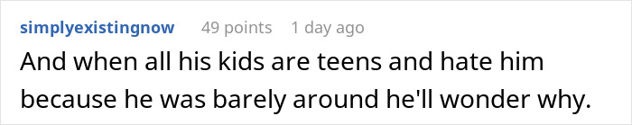 Screenshot of a comment criticizing a man with 4 kids from 4 different women for poor parenting and absence.