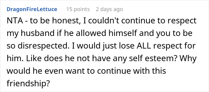Screenshot of an online forum comment discussing disrespect and friendship related to a friend who ate everything owned. Screenshot of an online forum comment discussing disrespect and friendship related to a friend who ate everything owned.