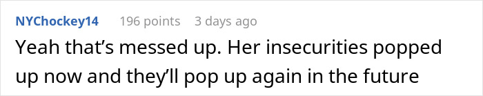 Comment text discussing a man rethinking his relationship after his girlfriend&rsquo;s loyalty test reveals insecurities.