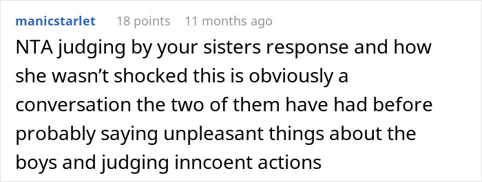 Reddit comment discussing a family argument where a man&rsquo;s theory made his brother-in-law&rsquo;s wife cry.