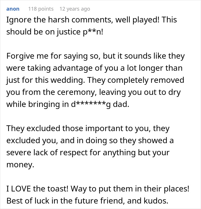 Commenter responding to a heartbreaking step-dad speech about feeling unloved by girlfriend and her daughter.