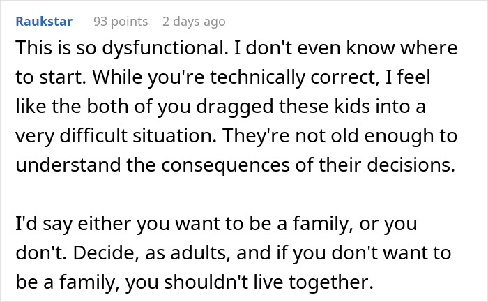 Comment discussing dysfunction in a relationship where a guy refuses to be a step-father to fianc&eacute;e&rsquo;s children.