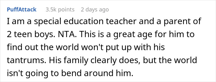 Comment from a special education teacher discussing a disruptive kid on a plane and a man telling him to shut up.