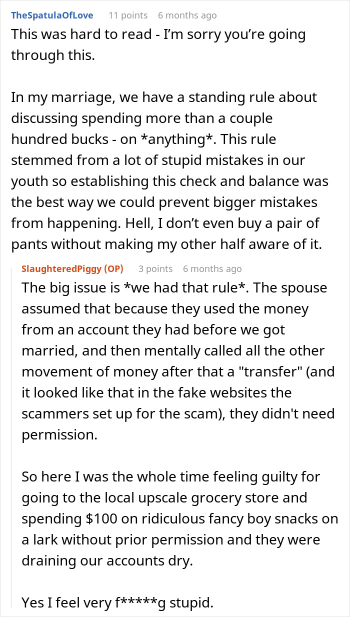 Reddit discussion about an educated person falling for a scam investment, causing zero savings and immense debt issues. Reddit discussion about an educated person falling for a scam investment, causing zero savings and immense debt issues.