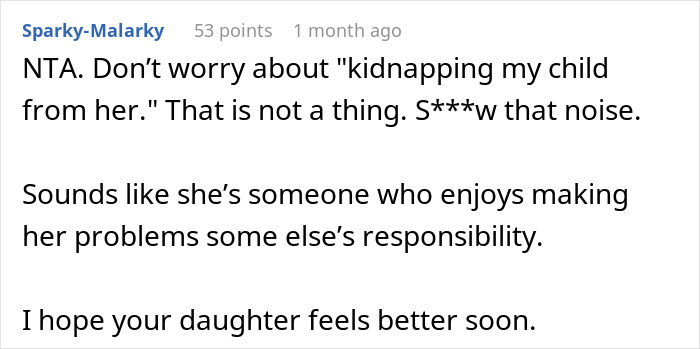 Comment discussing mother accusing daughter of kidnapping after no updates during child&rsquo;s medical procedure.