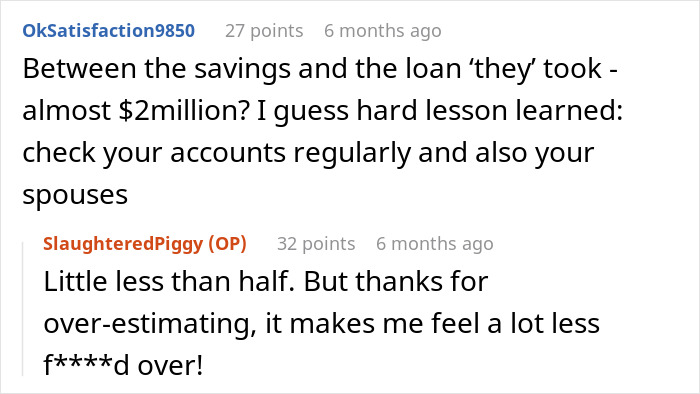 Online comments discussing an educated person falling for a scam investment leading to zero savings and heavy debt. Online comments discussing an educated person falling for a scam investment leading to zero savings and heavy debt.