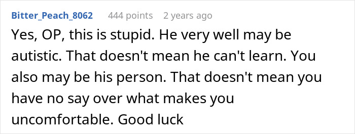 Screenshot of an online comment discussing an 11-year-old acting creepy around stepsister after childbirth, with parents refusing help.