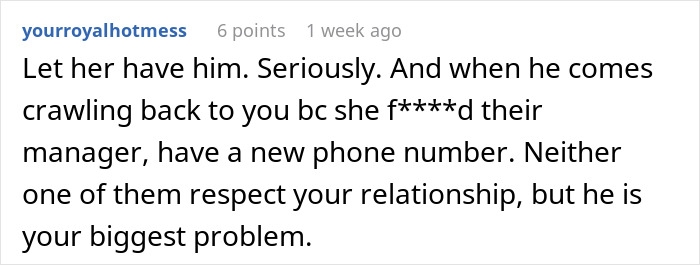 Comment about relationship issues where man’s work wife sends hearts and mirror selfies, causing girlfriend upset. Comment about relationship issues where man’s work wife sends hearts and mirror selfies, causing girlfriend upset.
