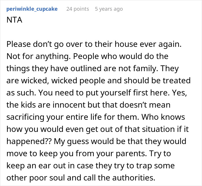 Comment discussing a woman telling her brother to go to hell after his live-in nanny job offer with unreasonable demands.