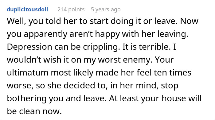 Comment discussing depression struggles and relationship conflicts with a partner about motivation and leaving. Comment discussing depression struggles and relationship conflicts with a partner about motivation and leaving.