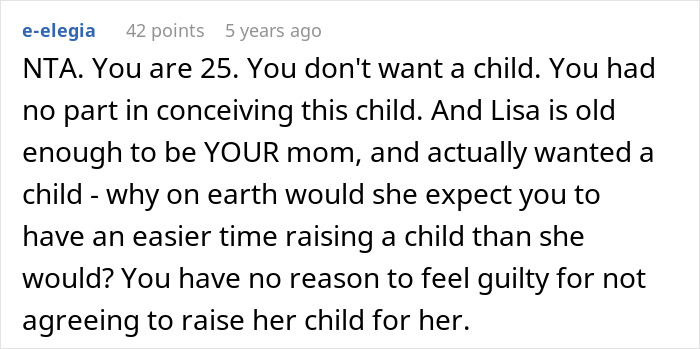 Screenshot of a Reddit comment discussing a woman&rsquo;s struggle with affording her miracle baby and adoption refusal.
