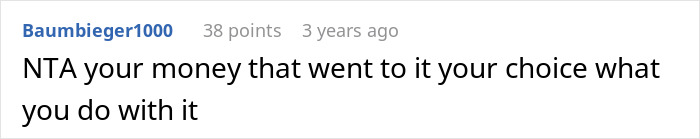 Screenshot of an online comment discussing parents kicking out daughter to move into her remodeled room and her reaction.