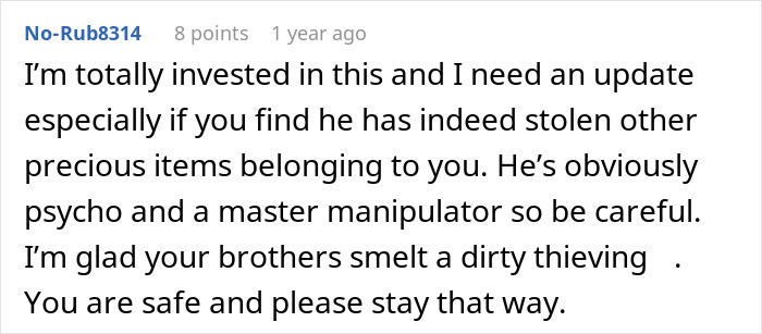 Screenshot of an online comment thread discussing a man stealing his wife&rsquo;s tea set and causing marriage issues.