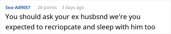 Comment criticizing ex-husband&rsquo;s expectations, highlighting relationship issues after wife removes wedding ring.