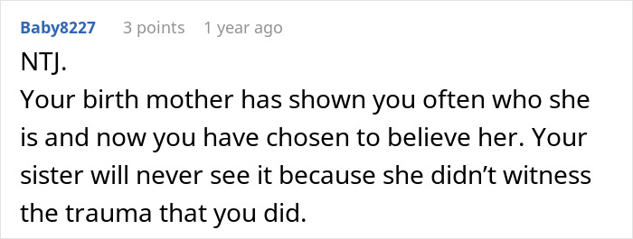Screenshot of online comment discussing a teen torn about continuing to see biological mom due to feelings of being treated like a second-rate child. Screenshot of online comment discussing a teen torn about continuing to see biological mom due to feelings of being treated like a second-rate child.