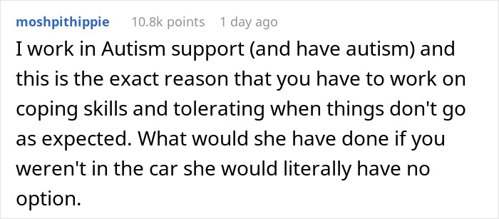 Comment from autism support worker discussing coping skills and challenges related to autistic student needs versus injured child care.