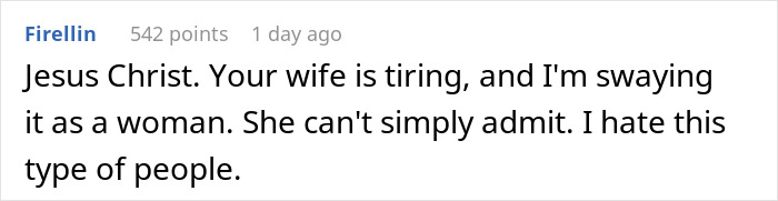 Screenshot of a comment discussing family drama after a man films his wife secretly to prove she eats all his fries. Screenshot of a comment discussing family drama after a man films his wife secretly to prove she eats all his fries.