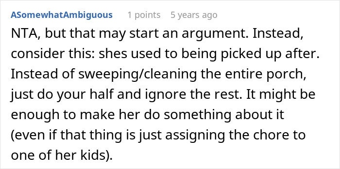 Comment discussing a person annoyed by neighbor&rsquo;s rotting pumpkin, considering a passive-aggressive message option.