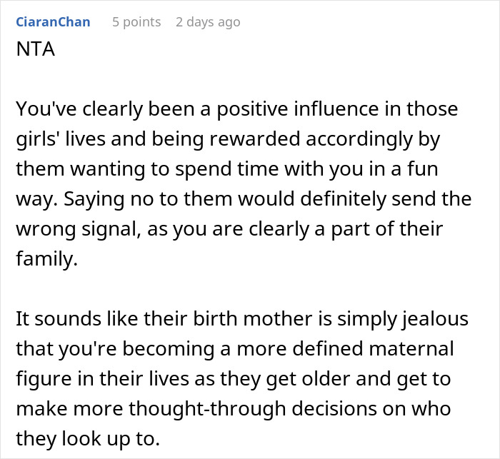 Text from a user explaining how twins want to include stepmom in group Halloween costume but their mother finds it inappropriate.