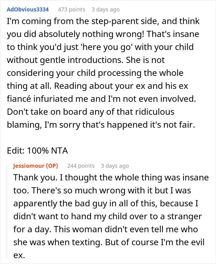 Reddit user supports woman tired of being treated as stranger danger to her future stepkid in comment thread.