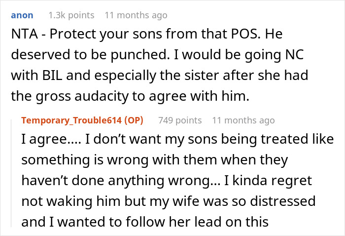 Reddit comments discussing a man banned from Thanksgiving after upsetting brother-in-law&rsquo;s wife with his controversial theory.