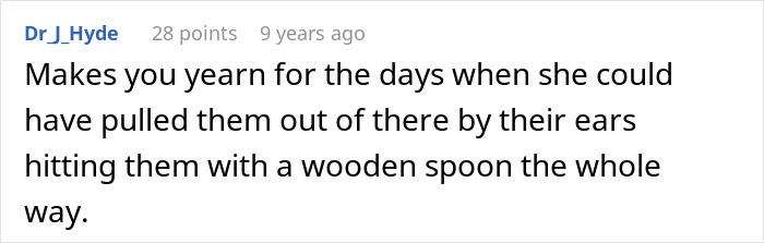 Screenshot of an online comment where an employee calls out a dad overheard whispering hurry up and grab what you want.