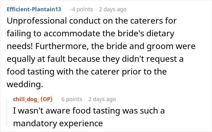 Screenshot of a forum discussion about wedding vendors failing to accommodate the bride&rsquo;s allergy, leaving her without cupcakes.