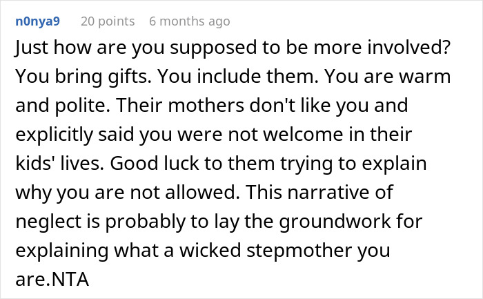 Comment highlighting the stepdaughters disown stepmother drama and challenges of being accepted in their lives.