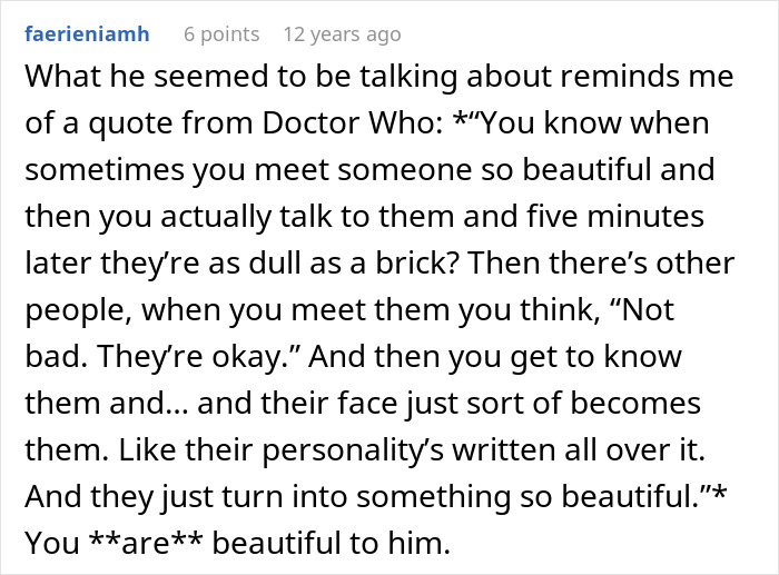 Comment about wife hearing husband admit she&rsquo;s ugly, discussing the struggle of being an ugly woman and beauty perceptions.