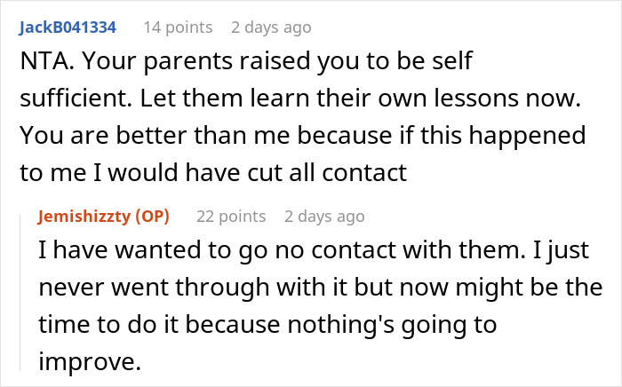 Reddit conversation discussing parents spoiling daughter, neglecting son, and consequences of going broke.