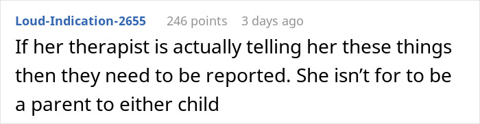 Comment on a forum discussing issues with a wife&rsquo;s therapist and relationship, related to AITAH for telling wife to marry her therapist.