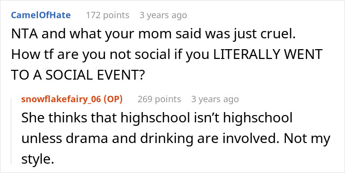 Comments discussing a paralyzed woman refusing to babysit and her mom&rsquo;s harsh view on her social life.