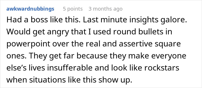 Comment about boss livid employee didn&rsquo;t check email on public transit, sharing frustration with last-minute demands.