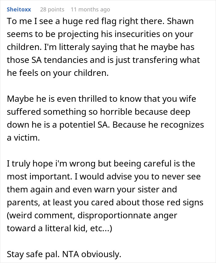 Screenshot of an online forum comment discussing a man banned from Thanksgiving after upsetting brother-in-law&rsquo;s wife with his theory.