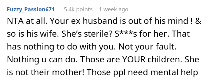 Screenshot of an online comment discussing kids preferring bio mom over stepmom and family tensions. Screenshot of an online comment discussing kids preferring bio mom over stepmom and family tensions.