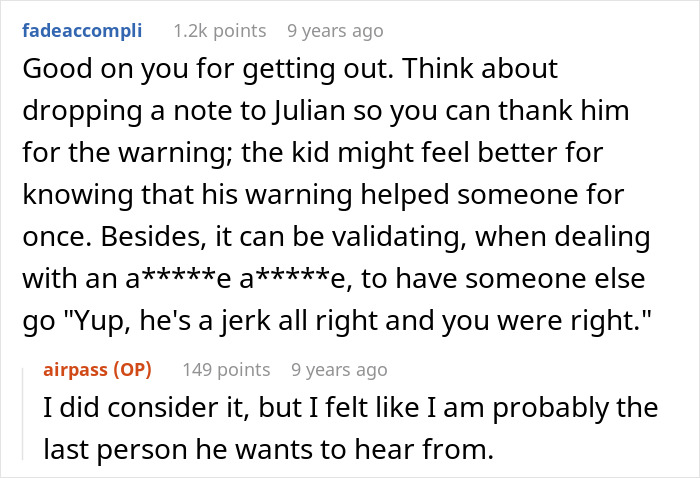 Screenshot of an online discussion about a woman bumping into her boyfriend&rsquo;s grown son and receiving an unexpected wake-up call.