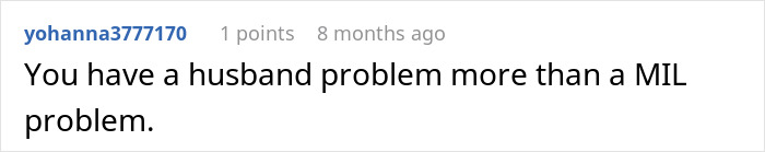 Comment on a forum discussing a daughter-in-law cutting off rude MIL after years of bad behavior, mentioning husband&rsquo;s reaction.