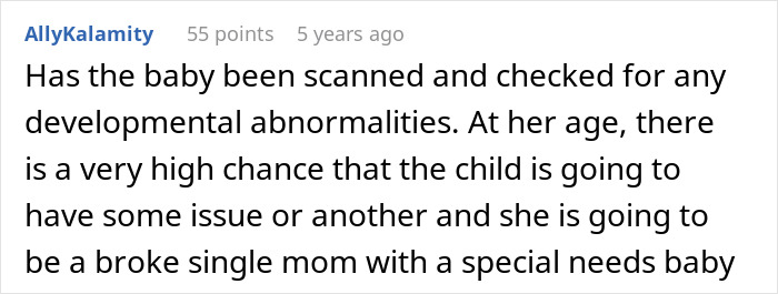 Comment about woman realizing she can&rsquo;t afford miracle baby and concerns about future financial struggles.