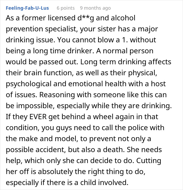 Comment discussing concerns about a pregnant woman going no-contact with her sister after Thanksgiving conflict.