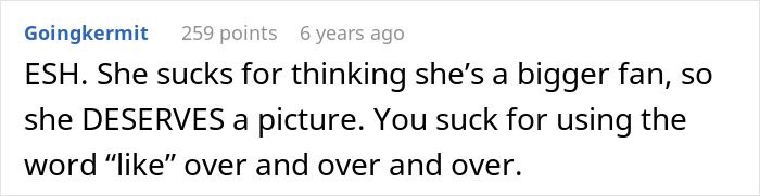 Comment discussing a wife taking a free pass with John Krasinski, mentioning fan behavior and photo refusal.