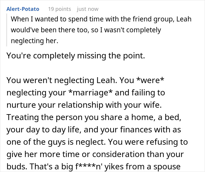Text conversation about neglecting marriage and relationship issues, highlighting feelings of betrayal and trust concerns.