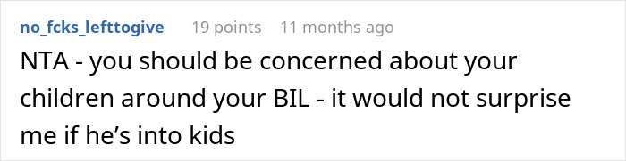 Screenshot of a forum comment discussing concerns about a man banned from Thanksgiving after upsetting BIL&rsquo;s wife.