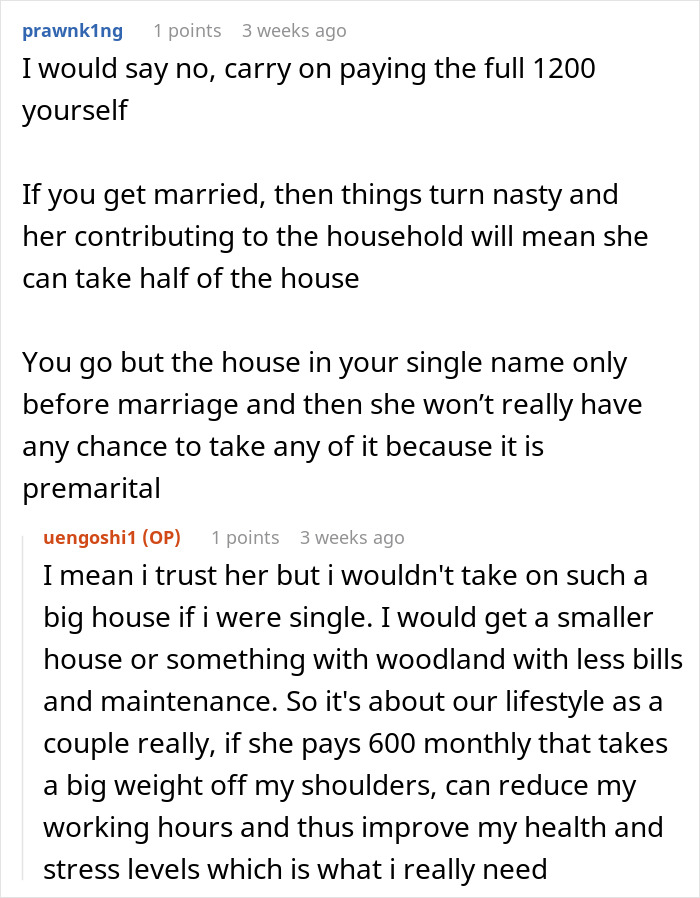 Discussion about woman refusing to contribute to bills after boyfriend spends $600K on a house.