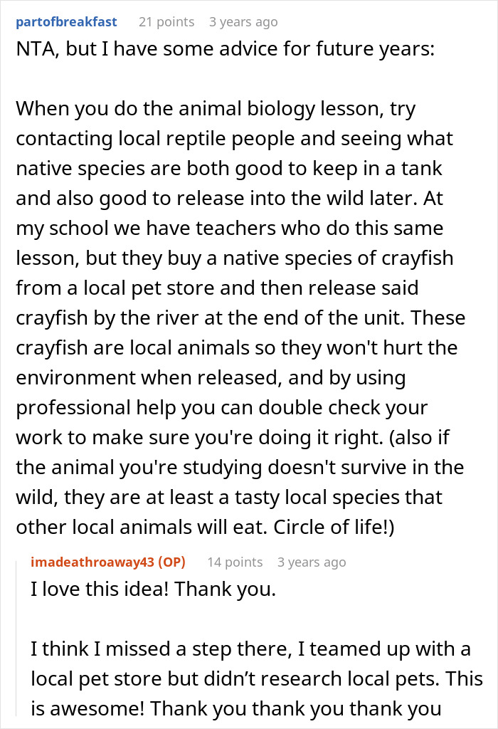 Teacher giving kids hermit crabs as pets during animal biology lesson, facing backlash after one dies.